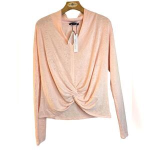 Sanctuary Women's Knot Front Long Sleeve Ballet Pink Lightweight Sweater Size XS